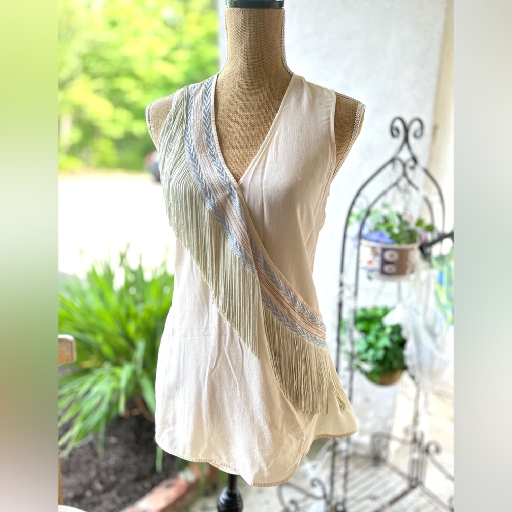 Plenty by Tracy Reese Silk Fringed Tunic Top NWT
